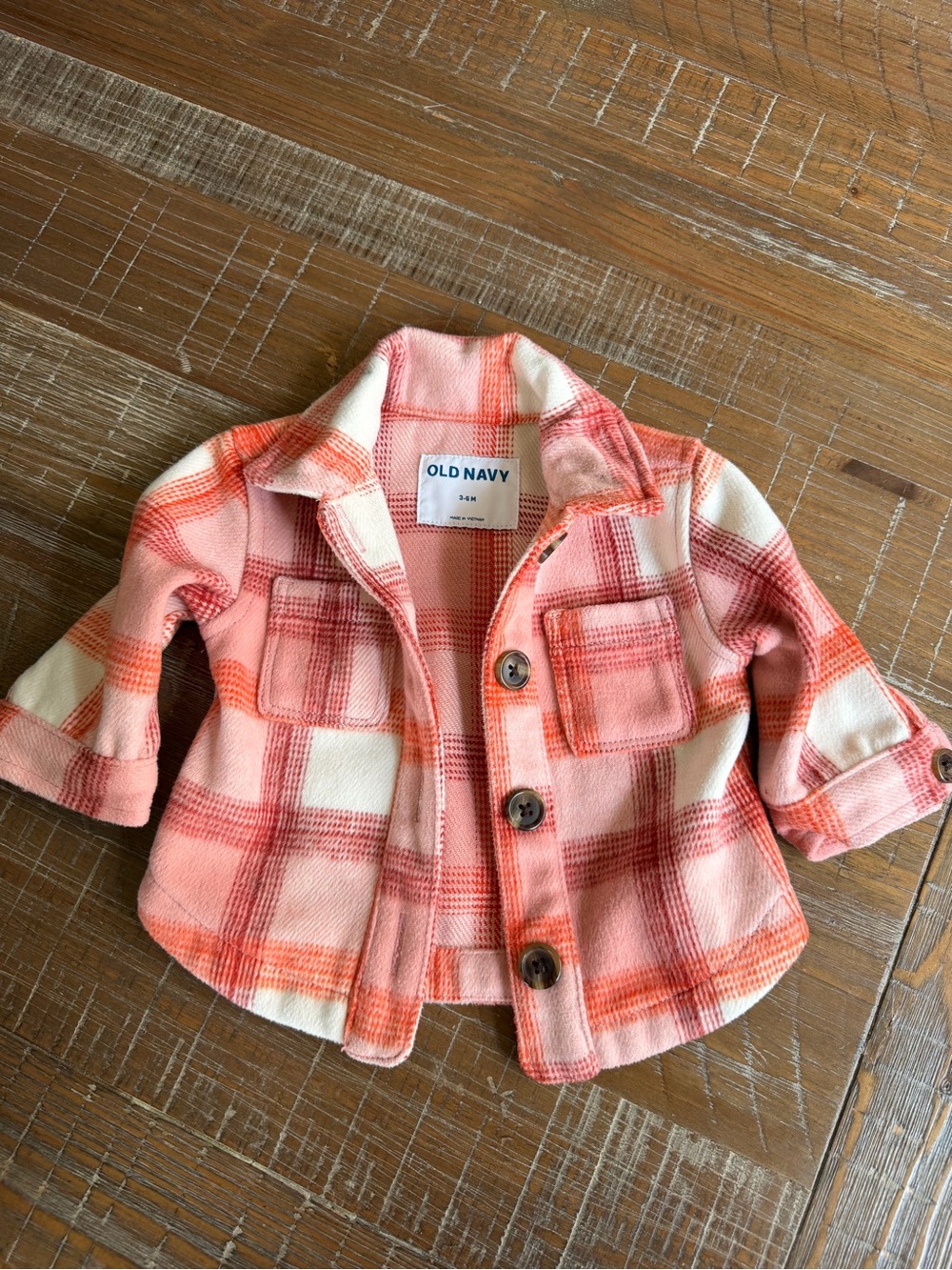 Old Navy Pink and Orange Plaid Toddler Jacket